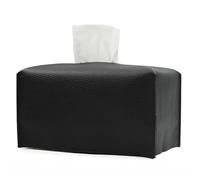 Gettimore Support de boîte à mouchoirs carré en cuir synthétique pour la maison, le bureau, distributeur de papier pliable avec ceinture inférieure facile à recharger, 24 cm x 12,5 cm (noir)