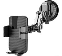 Gettimore Support de téléphone de voiture avec ventouse - Rotation à 360° - En alliage - Pour tableau de bord, pare-brise et grille d'aération - Bras télescopique pour iPhone et Samsung