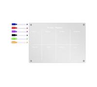 Gettimore Tableau hebdomadaire réutilisable effaçable à sec avec aimants puissants pour réfrigérateur, calendrier en acrylique transparent pour planifier des plans de repas et listes de choses à faire