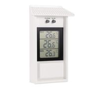 Gettimore Thermomètre numérique Max Min pour intérieur et extérieur - Étanche IP45 - Avec protection de toit - Plage de -20 à 50 °C - Plastique noir/blanc blanc