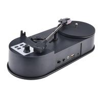 Gettimore Tourne-disque en vinyle ABS vers MP3 avec support de carte SD, mini tourne-disque 33/45 tr/min pour une conversion numérique facile, 34 x 17 x 12 cm, noir