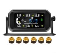 Gettimore TPMS Système de surveillance de la pression des pneus, 6 capteurs avec écran LCD en temps réel et voix intelligente 0-15 bar pour remorques et camping-cars