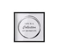 Gettimore Travel Adventure Cadre boîte à souvenirs - Construction en bois avec façade en acrylique incassable pour affichage de mémoire, blanc/noir/bois