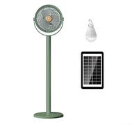 Gettimore Ventilateur portable, charge solaire de type C, 4000 mAh, 5 vitesses, ventilateur de camping avec lumière LED réglable à 360° pour extérieur, maison, bureau (vert)