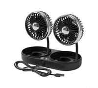 Gettimore Ventilateur USB à double tête rechargeable 3 vitesses avec rotation complète pour camping-car, SUV, camion, bus et van (noir argenté)
