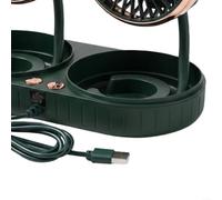 Gettimore Ventilateur USB à double tête rechargeable 3 vitesses avec rotation complète pour camping-car, SUV, camion, bus et van (vert foncé doré)