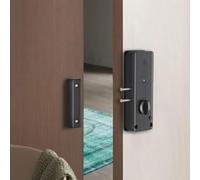 Gettimore Verrou de porte en bois avec déverrouillage de carte IC, serrure électronique invisible pour portes intérieures, noir