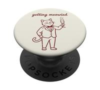 Getting Meowied Chat Amusant pour Mariage marié PopSockets PopGrip Adhésif