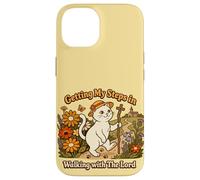 Getting My Steps in Walking with The Lord Christian Cat Coque pour iPhone 14