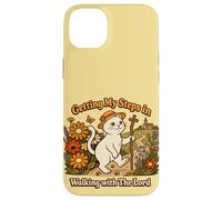 Getting My Steps in Walking with The Lord Christian Cat Coque pour iPhone 14 Plus