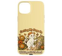 Getting My Steps in Walking with The Lord Christian Cat Coque pour iPhone 15 Plus