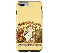 Getting My Steps in Walking with The Lord Christian Cat Coque pour iPhone 7 Plus/8 Plus