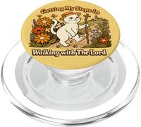 Getting My Steps in Walking with The Lord Christian Cat PopSockets PopGrip pour MagSafe