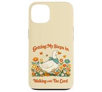 Getting My Steps in Walking with The Lord Christian Floral Coque pour iPhone 13