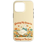 Getting My Steps in Walking with The Lord Christian Floral Coque pour iPhone 16 Pro