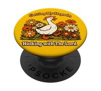 Getting My Steps in Walking with The Lord Christian Floral I PopSockets PopGrip Adhésif