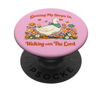 Getting My Steps in Walking with The Lord Christian Floral PopSockets PopGrip Adhésif