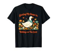 Getting My Steps in Walking with The Lord Christian Floral T-Shirt