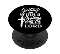Getting My Steps in Walking with The Lord PopSockets PopGrip Adhésif