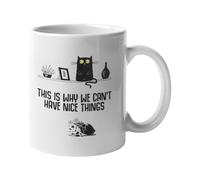 Getting Shirty Tasse à café/thé humoristique en céramique avec motif chat « This is Why We Can't Have Nice Things »