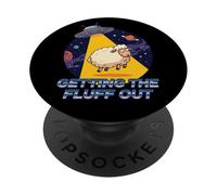 Getting The Fluff Out Alien Fluffy Sheep UFO Humour Galaxie PopSockets PopGrip Adhésif