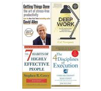 Getting Things Done, Deep Work, The 7 Habits of Very Effective People, 4 Disciplines of Execution Collection Set de 4 livres