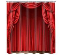 GETTOGET Rideau de Douche de théâtre, Rideaux de scène, Rideaux Rouges Classiques à Fond Antique, Rideau en Polyester imperméable, Cadeau de Festival, 183 x 183 cm