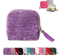 Gettoreach Travel Jewelry Case, Five Compartments with Additional Space on Both Sides with Tassel Zipper Design, Travel Jewelry Organizer Safeguards Jewelry from Scratches (Light Purple)