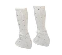 getuse Chaussettes de patinage artistique avec chaufferettes pour entraînement et yoga - 1 paire de jambières décorées de strass pour patinage, ballet, danse - blanc