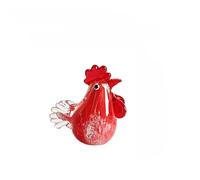 getuse Coucou en verre fait à la main en forme de poule - Statue décorative en verre en forme d'animal - Décoration d'intérieur printanière unique - Artisanat en verre coloré (rouge)