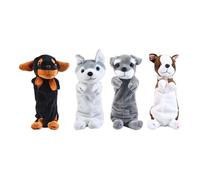 getuse Lot de 4 trousses à crayons en forme de chien - Pour le bureau, la maison, l'école - 22 cm, gris, M, 32 x 32 cm