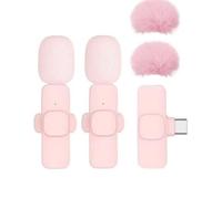 getuse Micro cravate sans fil Plug & Play pour téléphone - Mini micro réduction du bruit pour enregistrement vidéo, vlogging, podcast, ASMR (rose, USB-C fourrure)