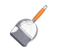 getuse Pelle à litière pour chat en acier inoxydable avec poignée en bois - Outil de tamisage en maille creuse - 13 cm - Pelle de nettoyage pour animal domestique - Type de trou