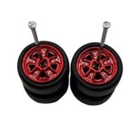 getuse RC Car Wheels and Tires 1/64 Scale - Professional Replacement Parts - Direct Fit - Easy Installation - 2 Wheels- Rouge