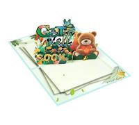 GetWellSoon - Cartes de vœux pop-up sur le thème de l'ours - Décorations autocollantes - Carte GetWellSoon