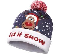 GETWHT LED Light Up Bonnet Chapeau Beanie Hat Knit Cap Bonnet Noel Lumineux LED Coloré Noël Tricoté Chapeau, Noir
