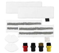 Getyjoe Lot de 10 Accessoires Nettoyeur à Vapeur pour Karcher Easyfix SC1/SC2/SC3/SC4/SC5/SV7 2 Chiffons de Sol en Microfibre 2 Buses à Main Microfiber Cloth 2 Chiffons Abrasifs 4 Brosse Ronde