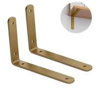 GETZ MSYO brackets Equerre Etagere Support de Tablette Equerre Metal Mural Épaissir Acier au Carbone Forme L Angle Droit Support de Coin Support Mural Corner Brace 2PCS Doré