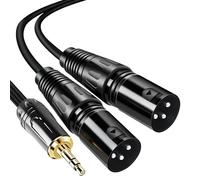 GEU Câble 3,5 mm vers 2 XLR 1 M, Câble Audio Y Stéréo Mini Jack TRS vers Double XLR, Adaptateur Répartiteur pour Table de Mixage, Moniteurs de Studio, PC, Smartphone