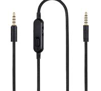 GEU Câble Audio de Remplacement 2M pour Logitech G Pro X G433 G233 G Pro Casque, Câble Tressé en Nylon avec Contrôle du Volume et Bouton Muet, Double Jack 3,5mm Cuivre OFC Anti-Interférence (Noir)