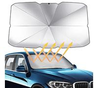 geugecy Parapluie Pare-Soleil Pliable Universel - 125x65cm - Compatible avec Voitures, SUV, Camions - Argent