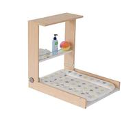 Geuther 4872 Étagère à langer murale Wicki Étagère avec matelas à langer peu encombrante utilisable d'une seule main planche à langer agréable pour le dos naturel Motif: Party animals