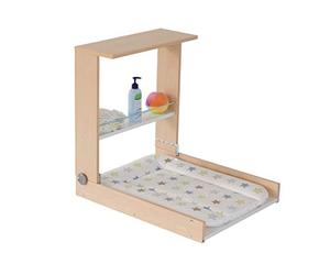 Geuther 4872 Étagère à langer murale Wicki Étagère avec matelas à langer peu encombrante utilisable d'une seule main planche à langer agréable pour le dos naturel Motif: Party animals
