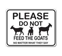 Geuuki Plaque en métal avec inscription « Please Don't Feed The Goats, No Matter What They Say » - Plaque rétro en aluminium pour maison, jardin, café, bar - 20,3 x 30,5 cm
