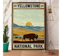 Geuuki Plaque en métal créative motif vache Yellowstone National Park - Décoration murale vintage pour maison, porte, jardin, bar, restaurant, café, bureau, magasin, club, 14 x 20,3 cm