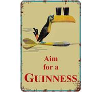 Geuuki Plaque en métal humoristique et créative avec inscription « Aim for A Guinness » - Décoration murale rétro pour jardin, homme, grotte, café, bureau, magasin, pubs, club - 30,5 x 40,6 cm