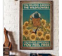 Geuuki Plaque en métal vintage amusante avec inscription « You Belong Among The Wildflowers You Belong Somewhere Feel Free » - 20,3 x 30,5 cm