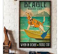 Geuuki - Plaque en métal vintage avec motif Beagle Dog Beach Life When I'm Doubt Paddle Out Animals Puppy Poster en métal vintage pour bar, club de musique, décoration murale de chambre, 20,3 x 30,5