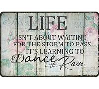 Geuuki Plaque en métal vintage « Dance in the Rain » - Décoration d'intérieur - Plaque décorative inspirante avec dictons inspirants pour femmes et hommes - Cafés et bars - Cadeau décoratif - 30,5 x