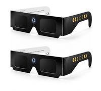 GEVECORI Lot de 2 Lunettes Éclipse Solaire - Certifiées CE et ISO 12312-2 pour Vision Sûre - Lunette Éclipse Solaire 2026 pour Observation Totale (Espagne) et Partielle (France) (2PCS/Noir)